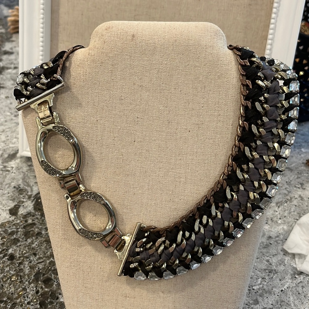 Stella dot tempest bib necklace ribbon statement adjustable removable